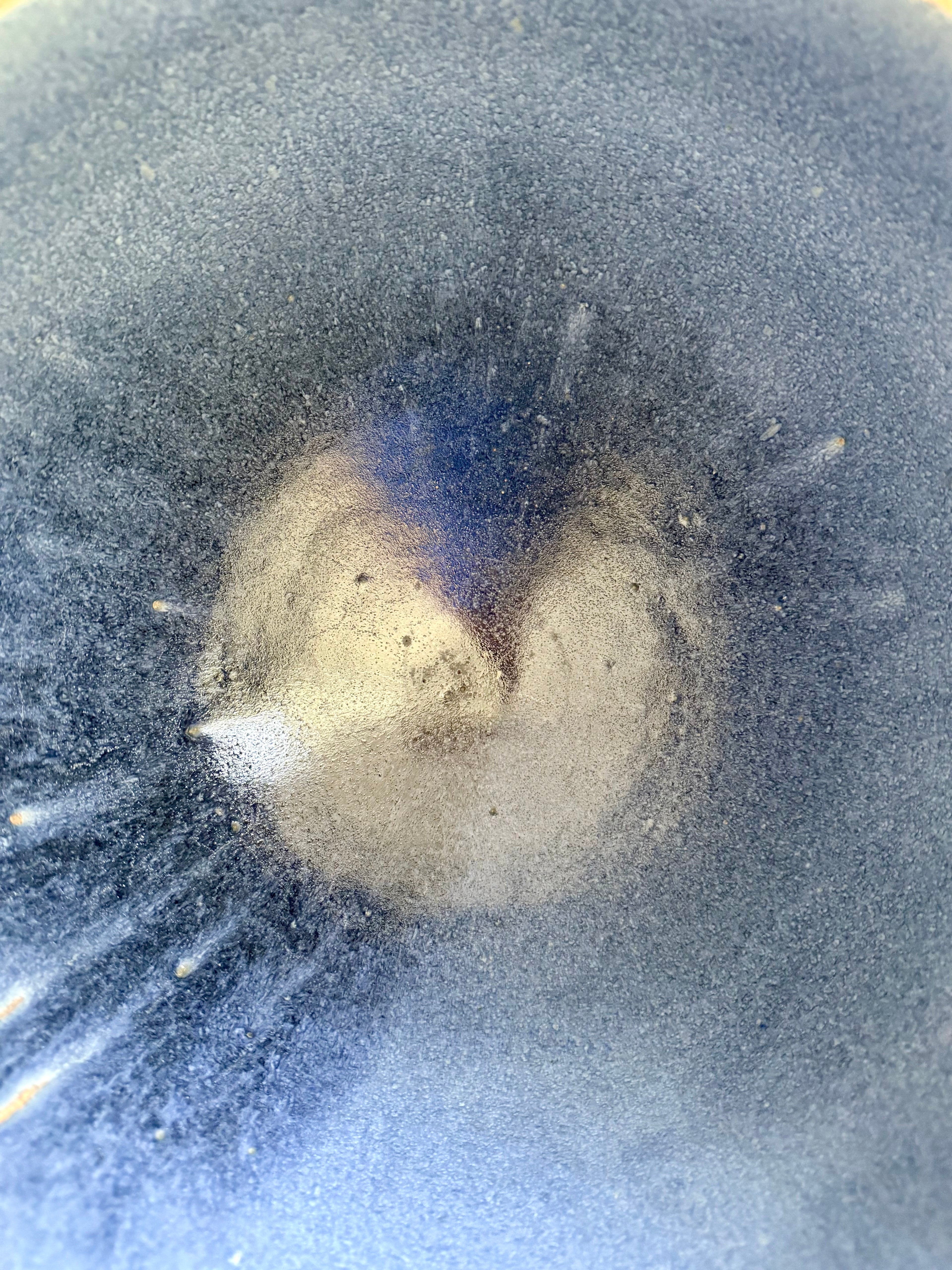 Studio Pottery: Large Blue Stoneware Pedestal Bowl