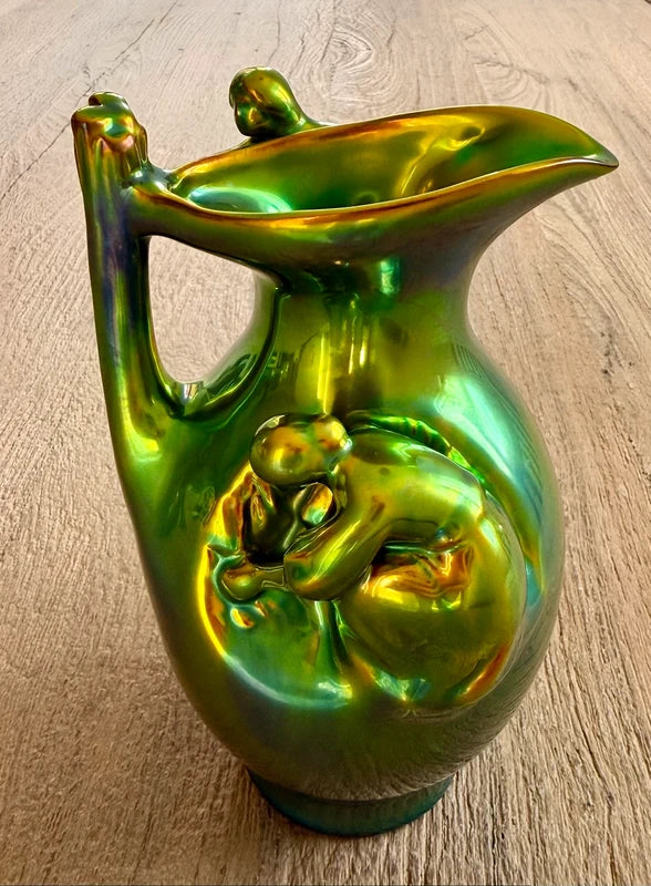 Zsolnay Pecs Art Nouveau Eosin Glaze Pitcher/Vase