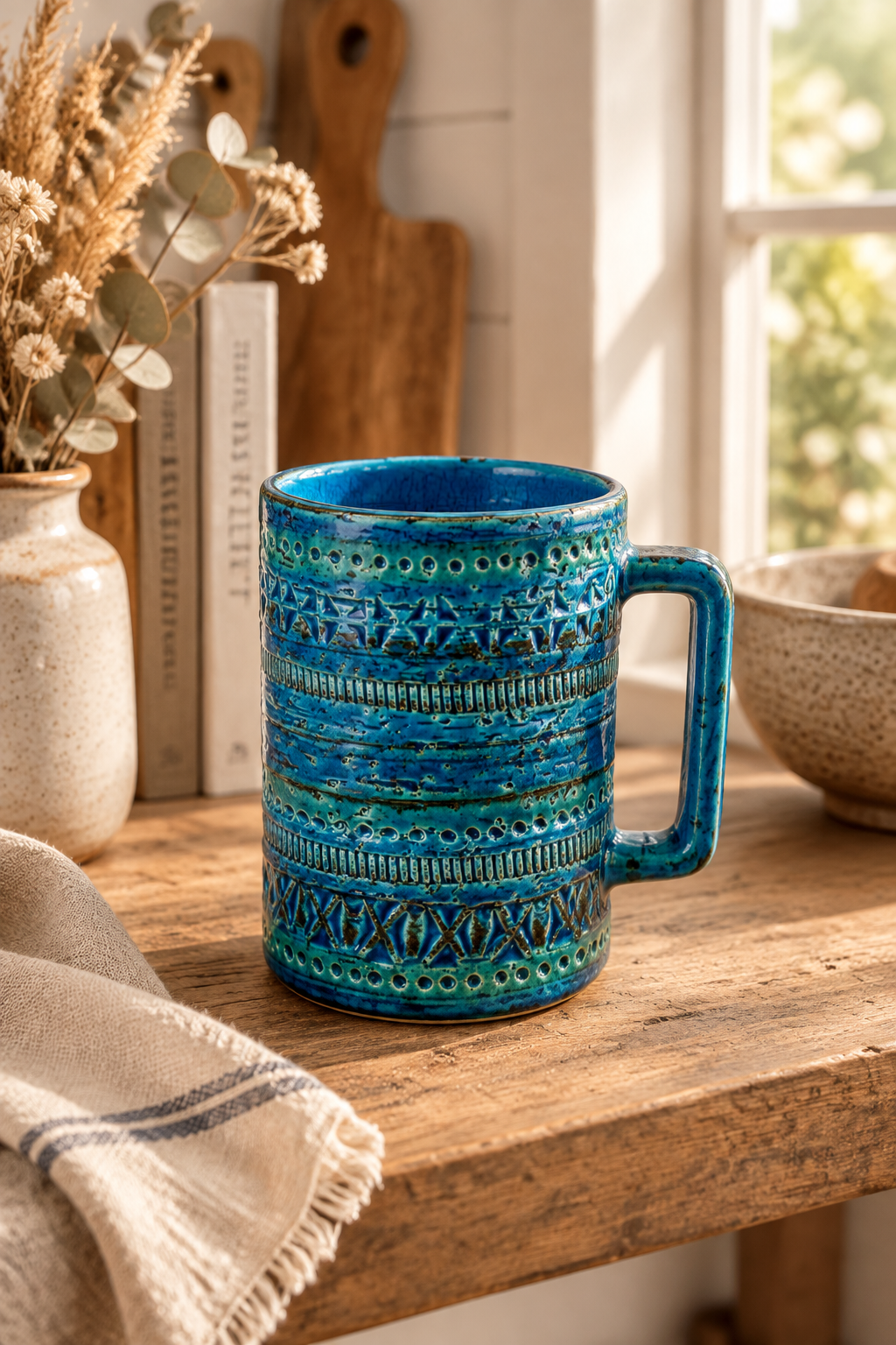 Bitossi: Rimini Blu Tankard by Aldo Londi, Italy