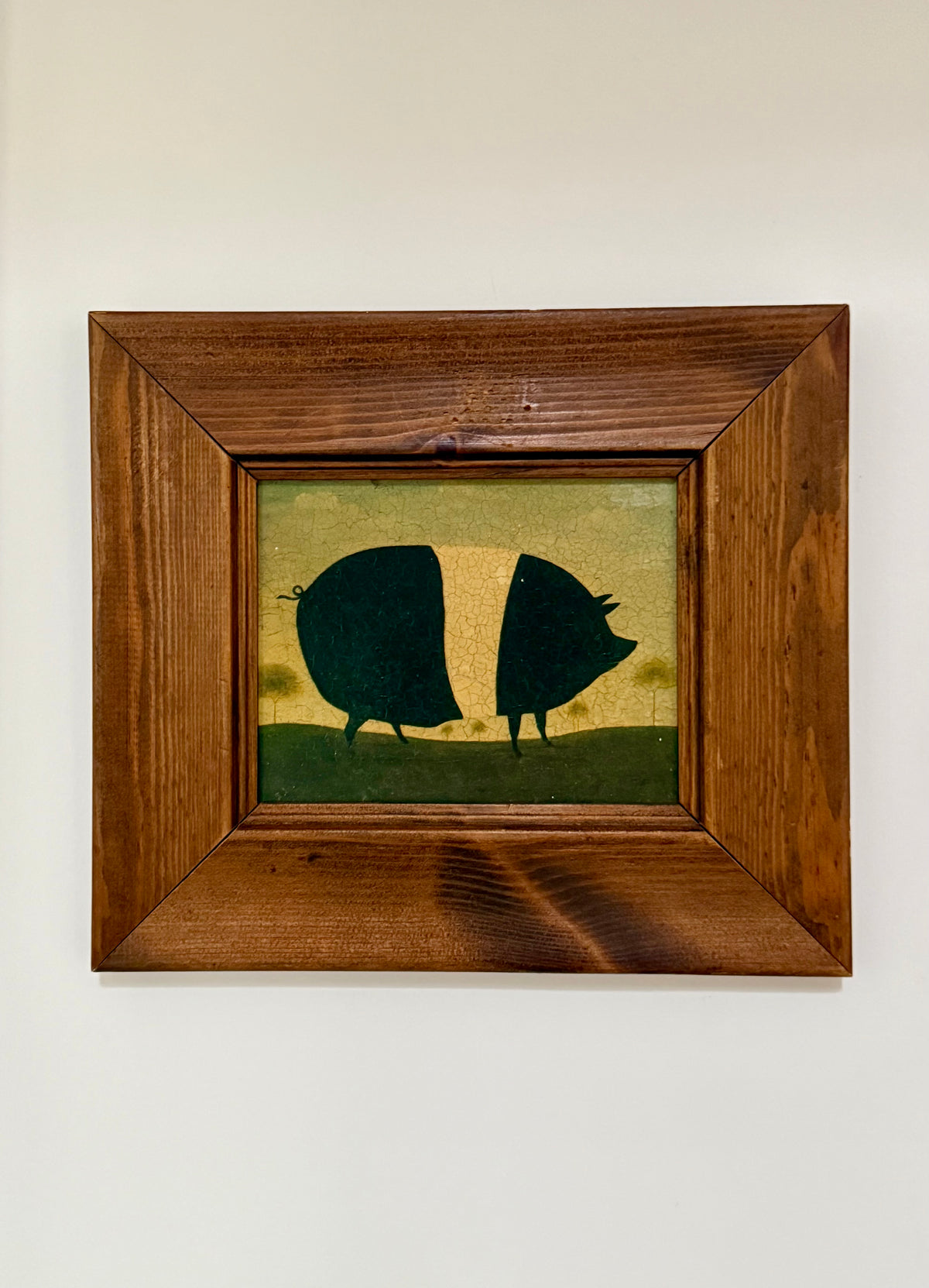Vintage Folk Art Pig Oleograph