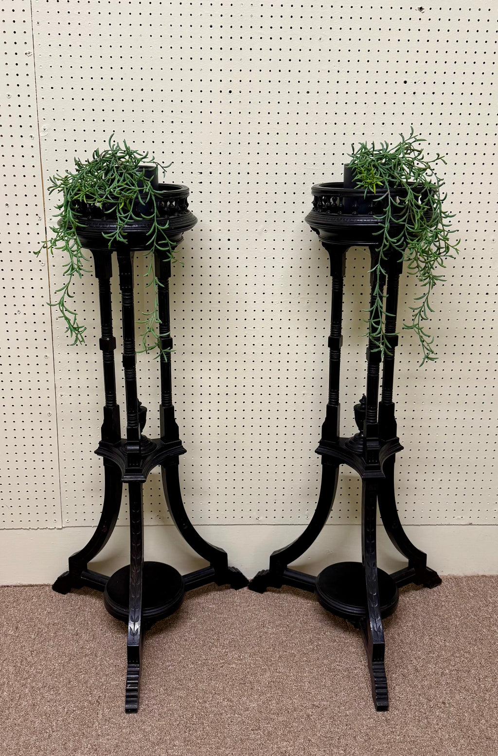 Ebonised Torchères (Pair), Late Victorian