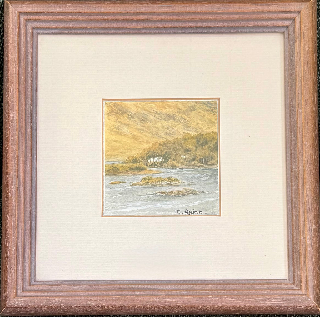 Vintage Miniature Watercolour of the Irish Coast near Westport, Carmel Quinn (b.1955)