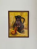 Still Life with Jug & Apple, Vintage Oil on Board