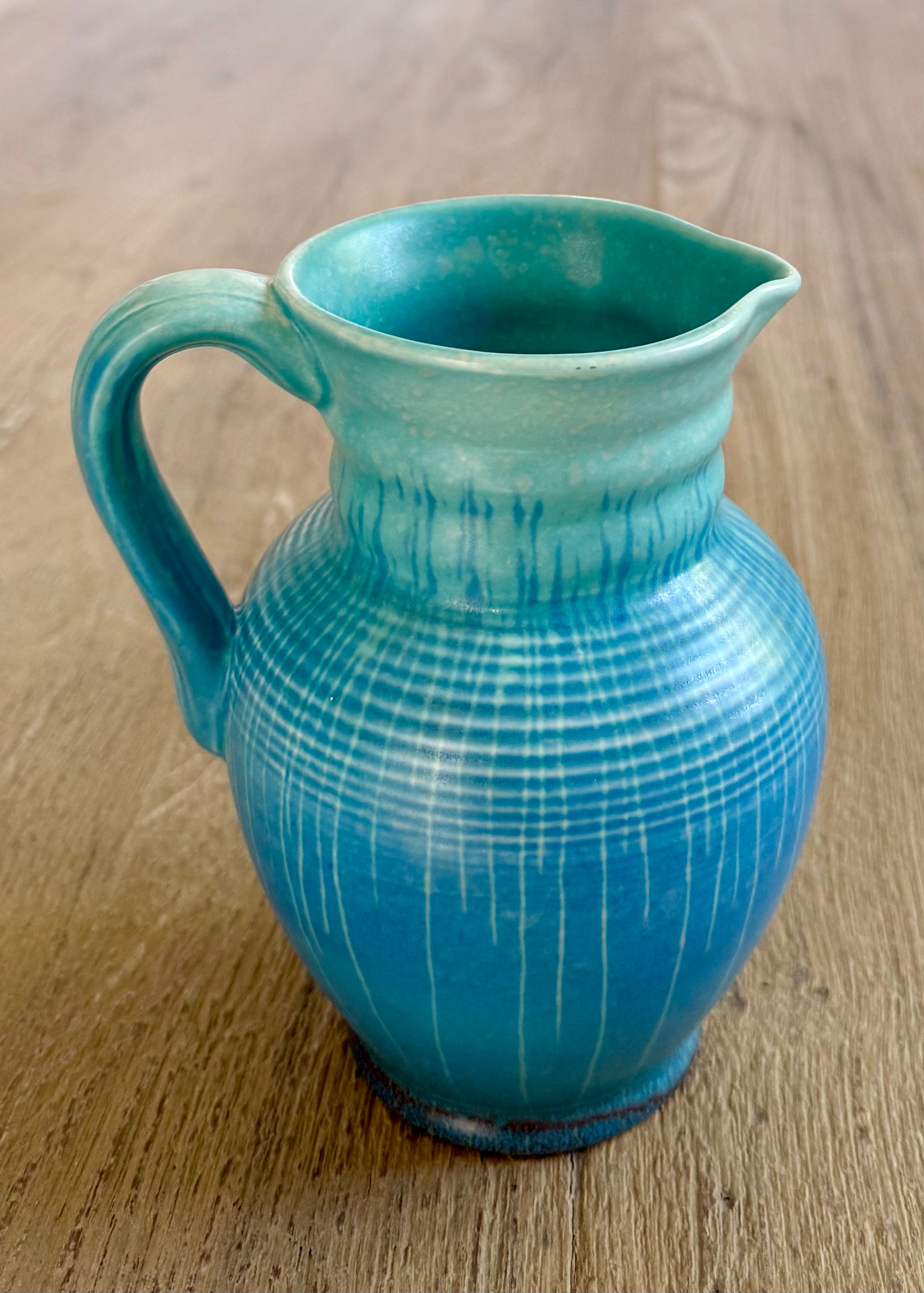 Beswick Pottery: Decorative “Lottery” Jug in Turquoise, by Colin Melbourne (c.1960s)