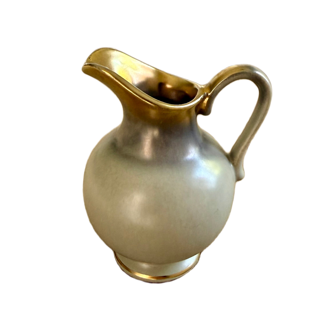 Austrian Decorative Jug with Satin Grey-Green Glaze & Gold Highlights