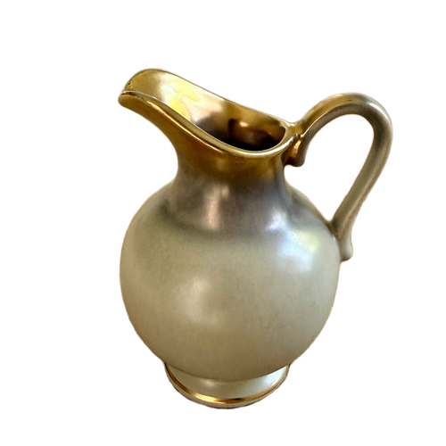 Austrian Decorative Jug with Satin Grey-Green Glaze & Gold Highlights