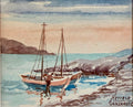 Lanzarote Coast Scene, Miniature Watercolour