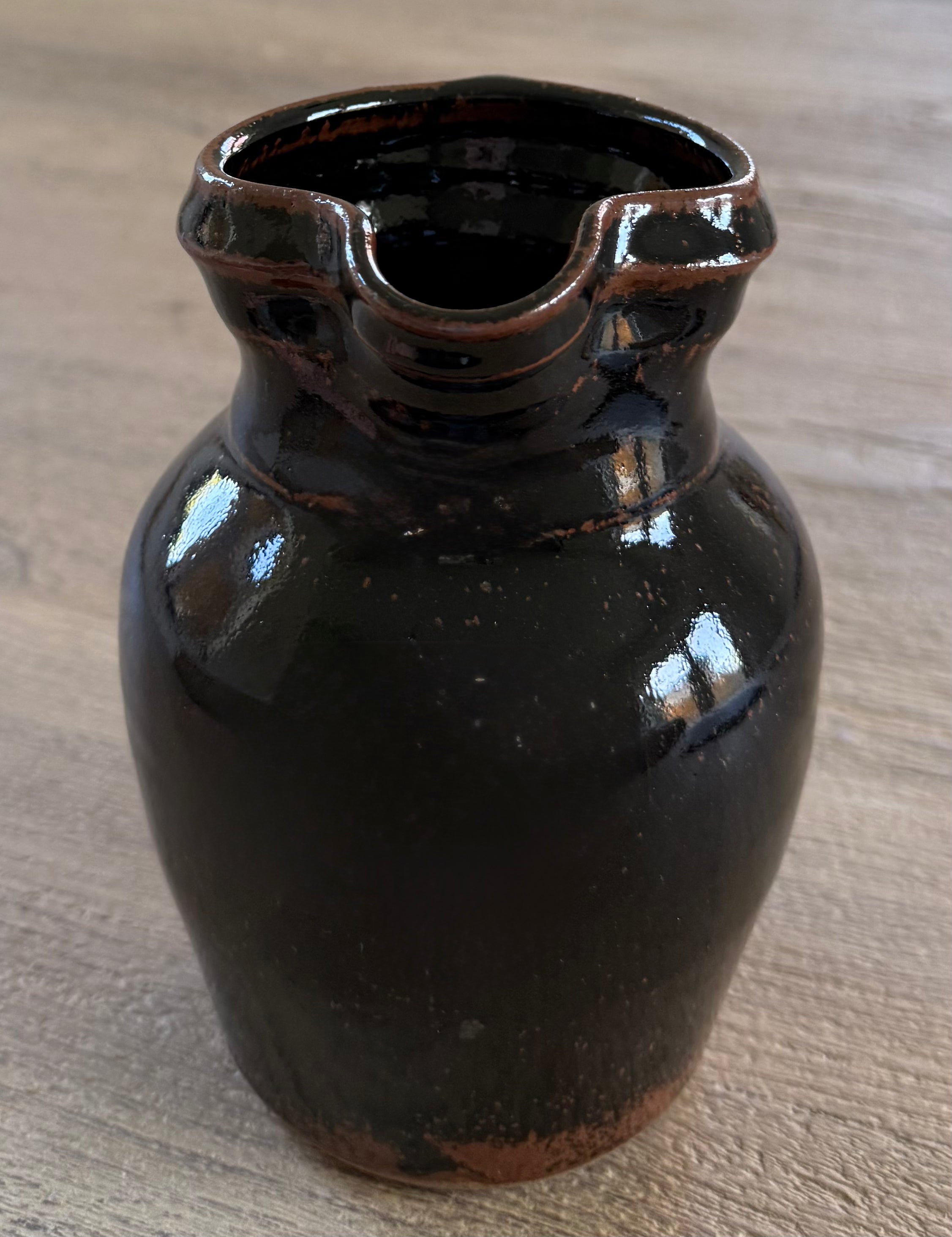 Tenmoku Glazed Stoneware Pitcher Jug