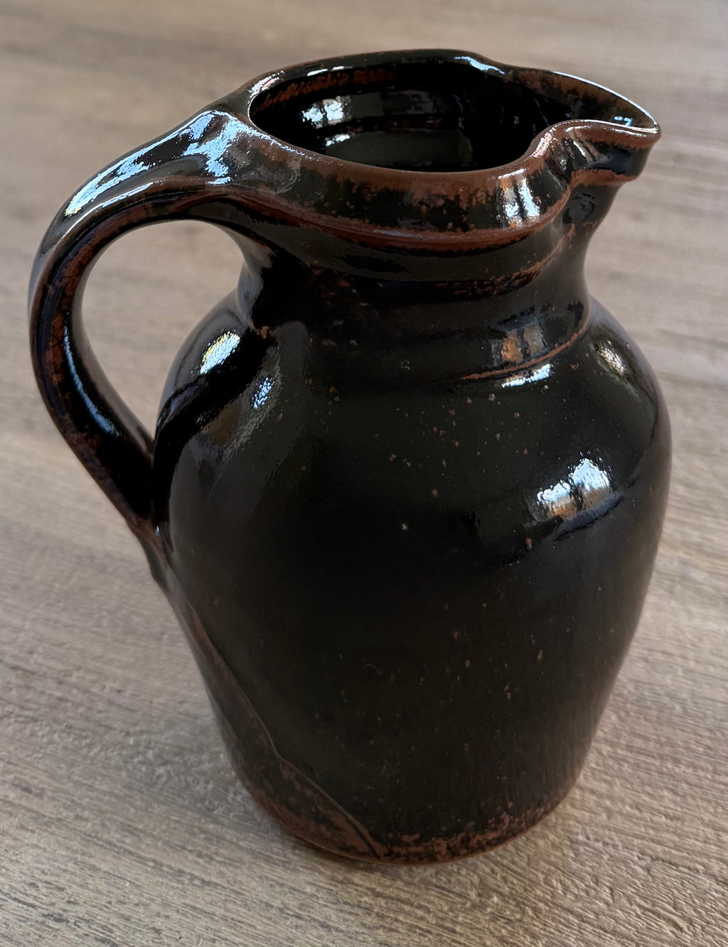 Tenmoku Glazed Stoneware Pitcher Jug