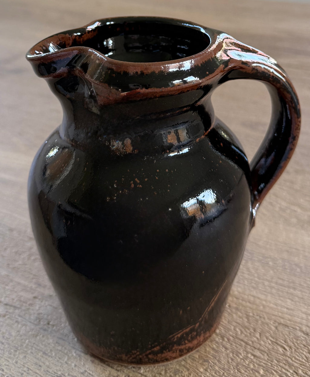 Tenmoku Glazed Stoneware Pitcher Jug