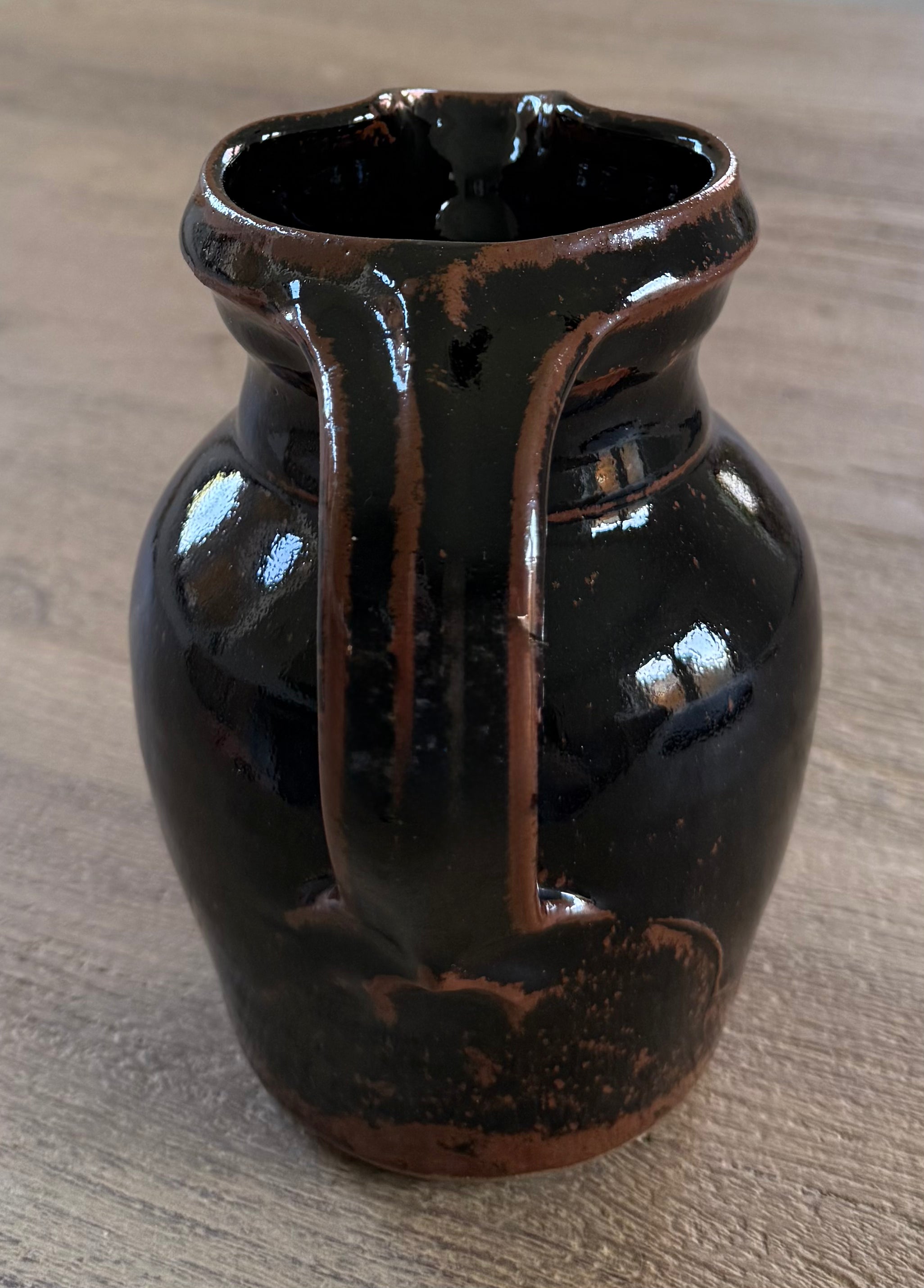 Tenmoku Glazed Stoneware Pitcher Jug