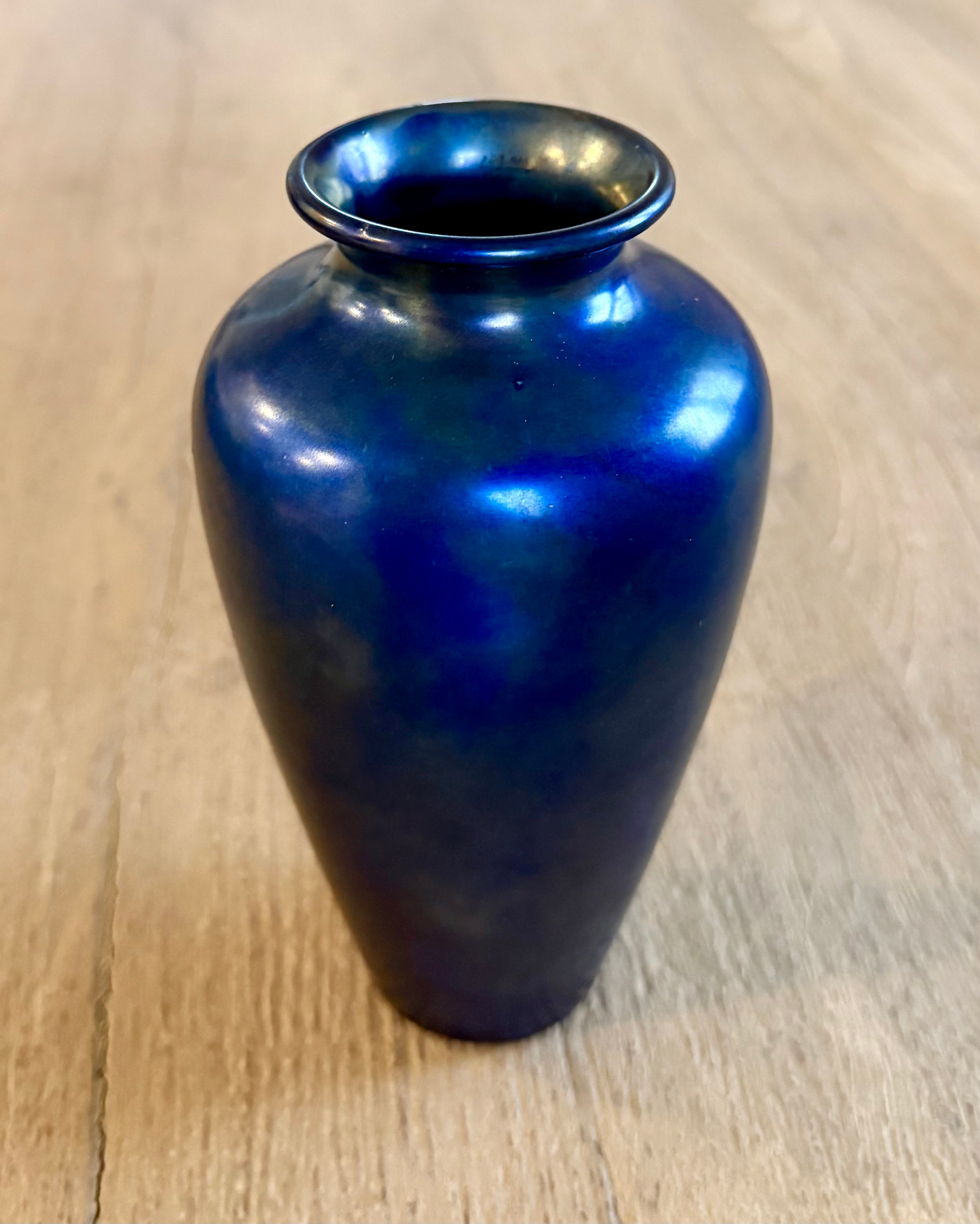 Zsolnay Pecs Art Deco Eosin Vase in Royal Blue (c.1926)